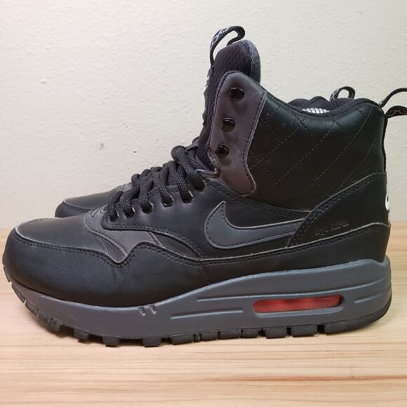Nike Women's Size 8 Air Max 1 Sneakerboot Black Red Chunky Sporty Streetwear - Picture 1 of 11